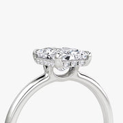 Radiant Cut - Plain Band Hidden Halo - Classic Engagement Ring- 14 K Gold